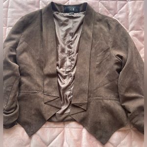 Brown Blazer with scrunched elbow length sleeves